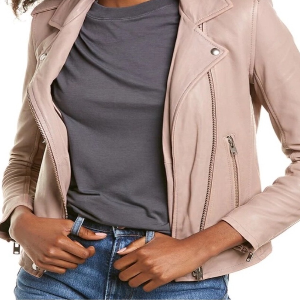 IRO dusty pink lamb skin jacket